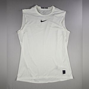 Nike Pro Men’s White Dri-FIT Fitted Sleeveless Training Top - Size Large